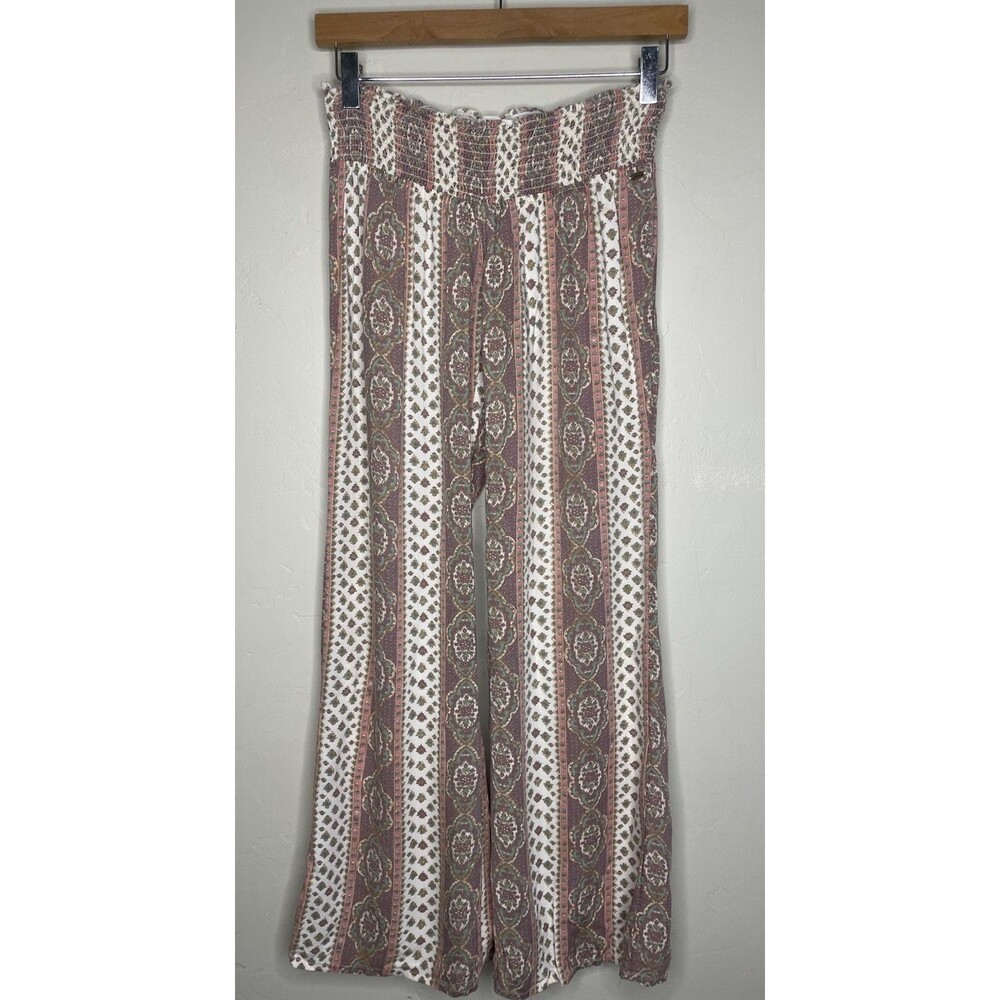 O'Neill Pants Womens Colorful Floral Paisley Wide Leg Boho Beach Garden Medium